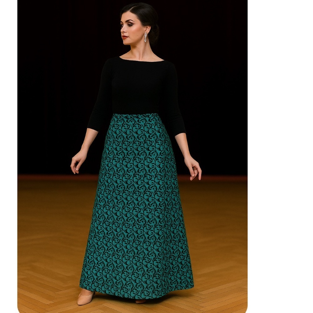 Peck & Peck Womens Skirt 8 Floor Length Formal Flare Metallic Cocktail Party
